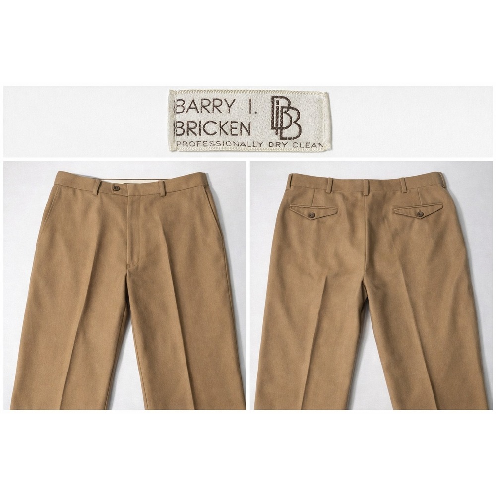 Barry Bricken Pleated Cuffs Premier Men's Pants   34x27 Straight Leg 100%‎ Wool